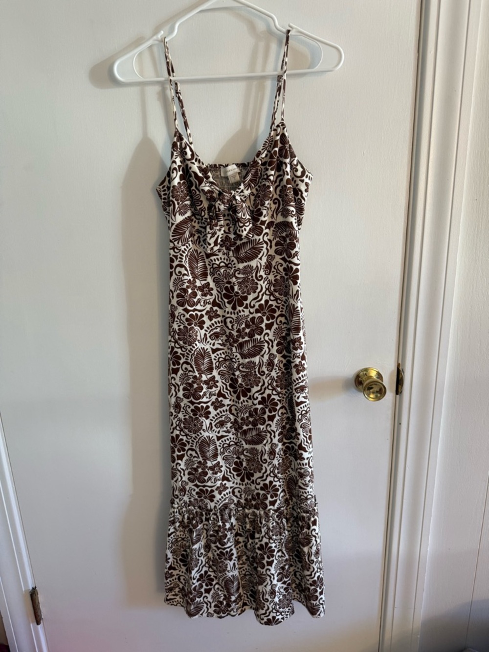 Monteau Cream and Brown Floral linen blend Dress